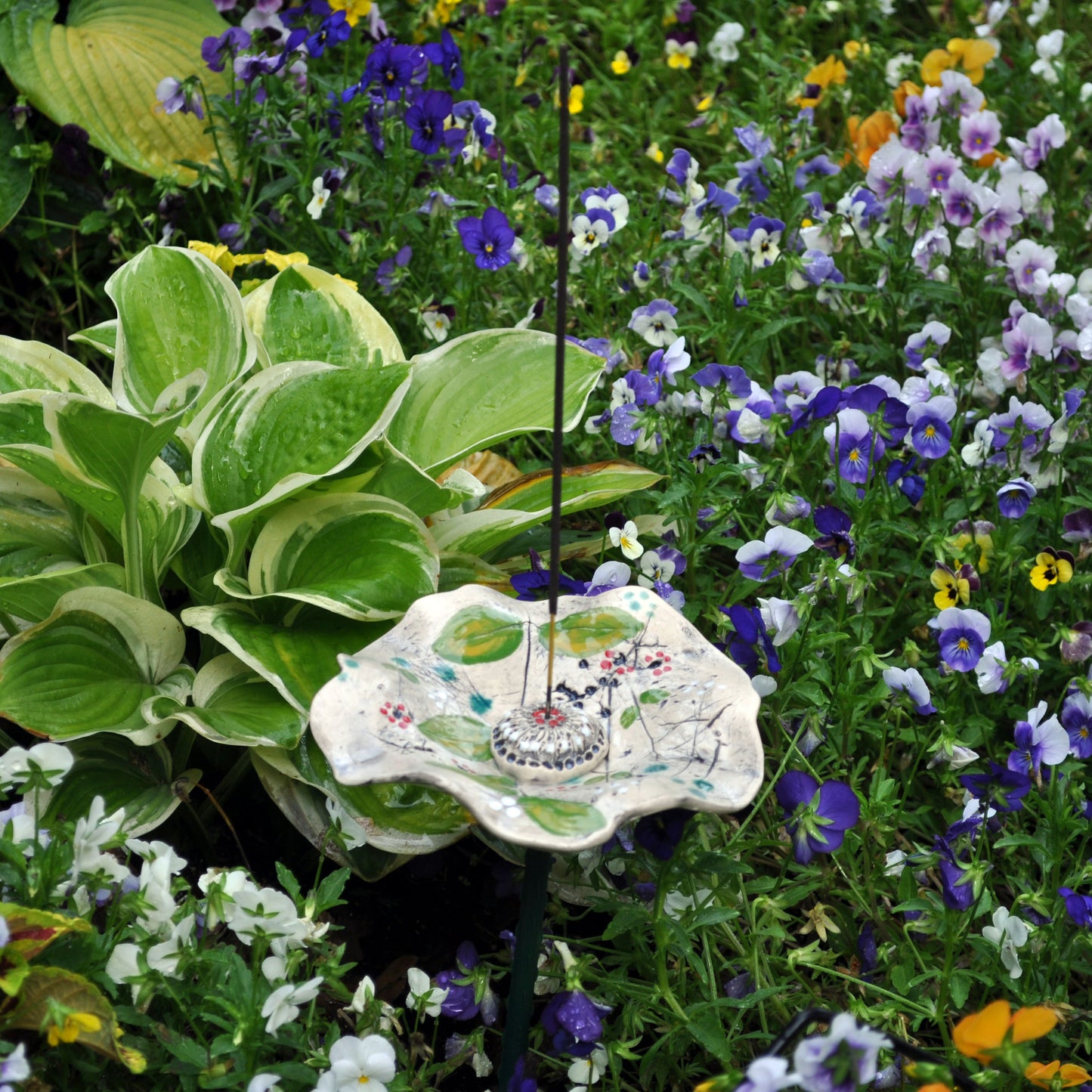 Clay Fossil Daisy Top, Incense Burner, Garden Art, Bird Feeder