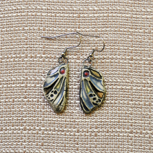 Earrings, Porcelain Butterfly Wings