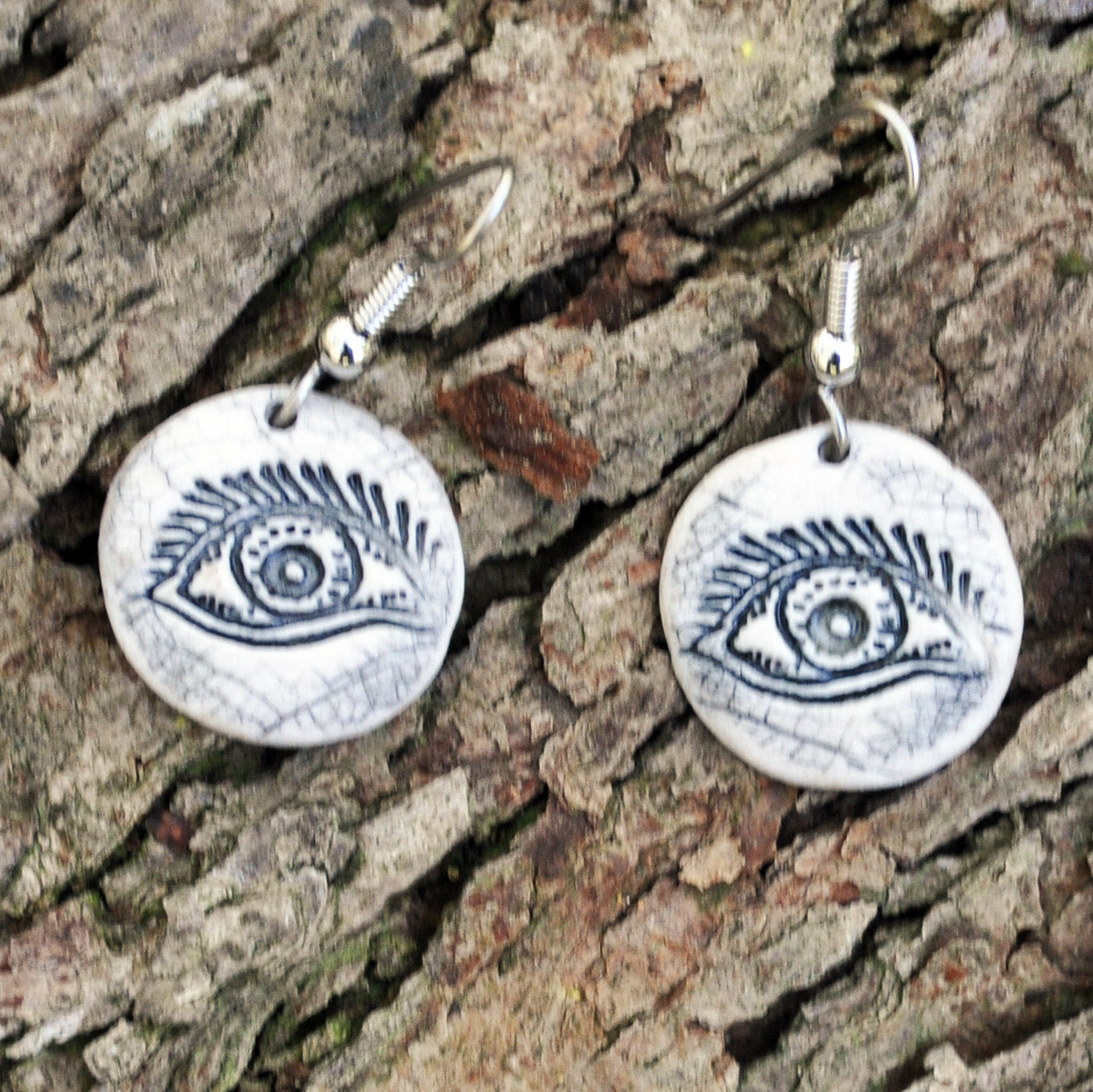 Earrings, Evil Eye, black accents