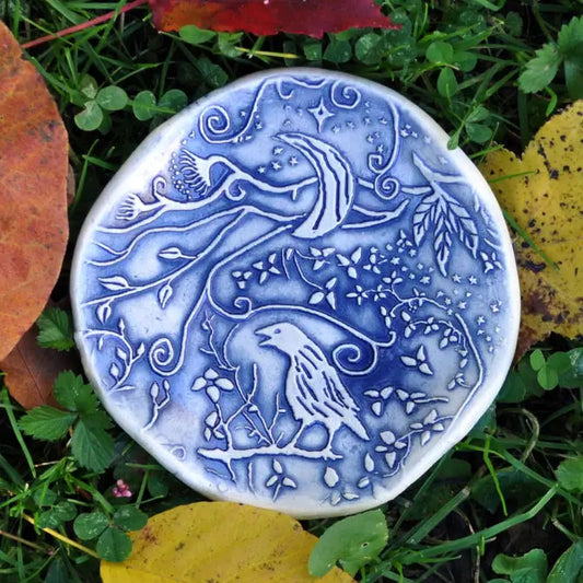 Soap dish, spoon rest, Night Crow in blue