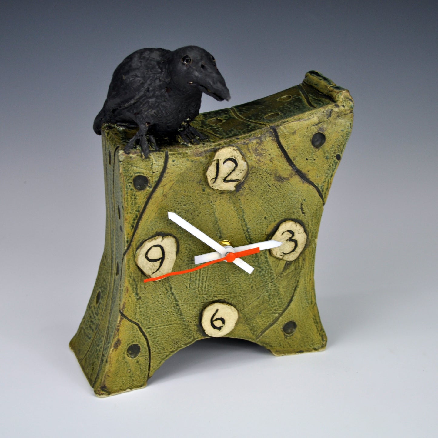 Stoneware Crow Clock