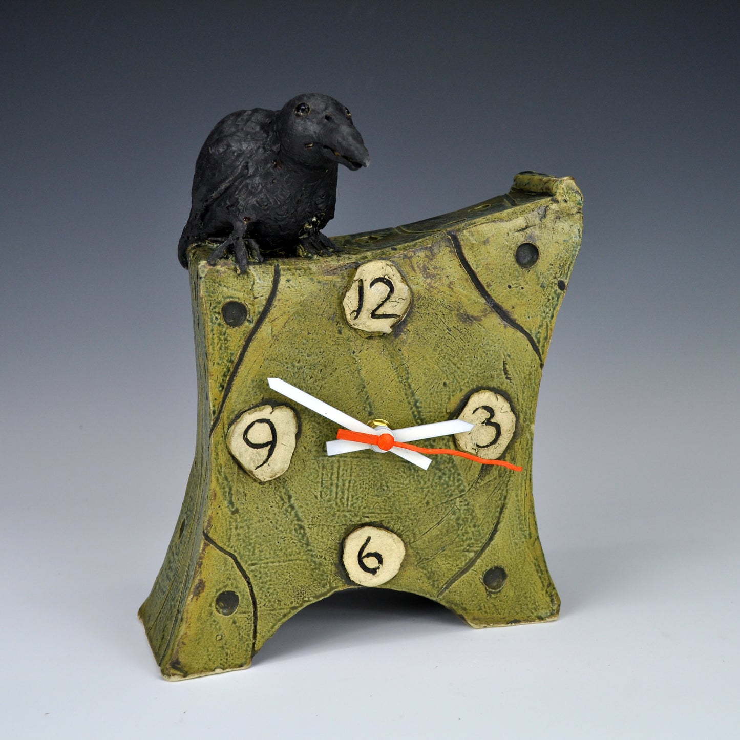 Stoneware Crow Clock