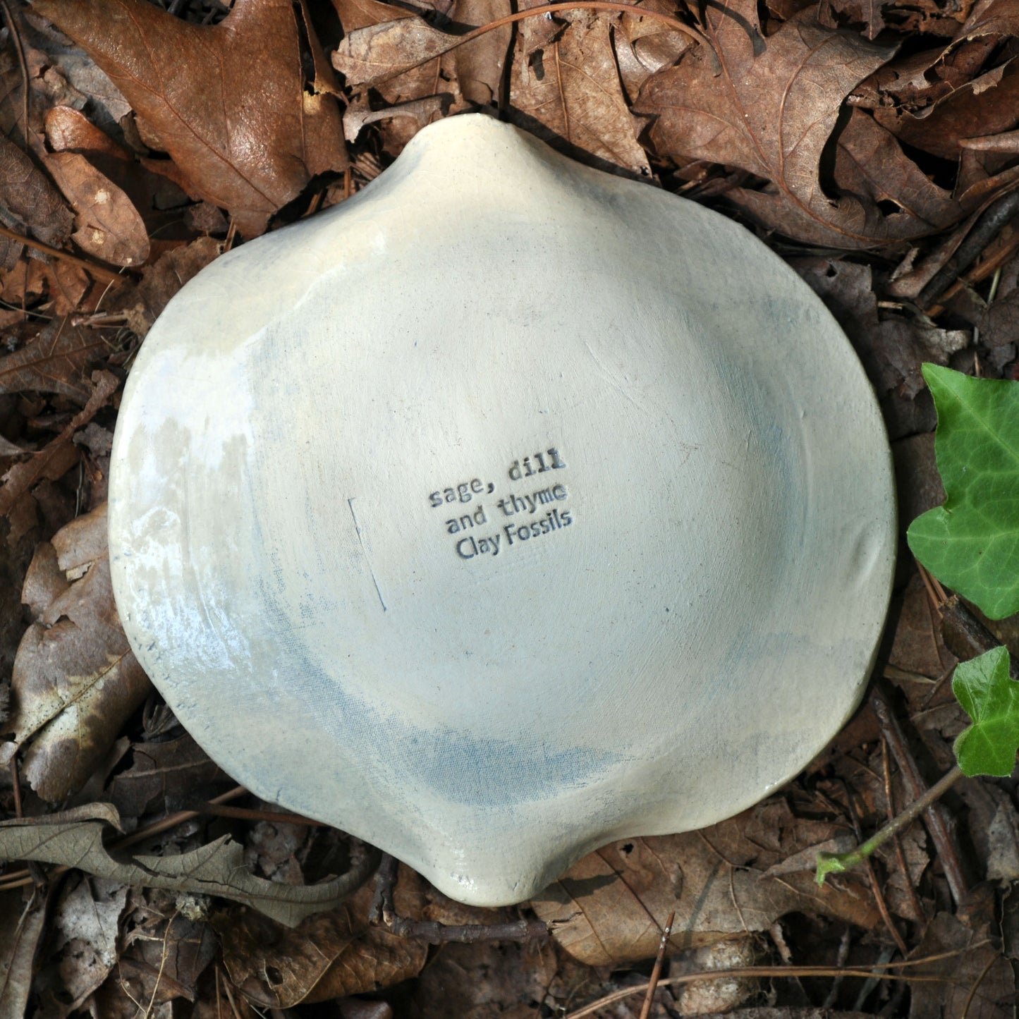 Soap dish, spoon rest, sage dill and thyme in blue