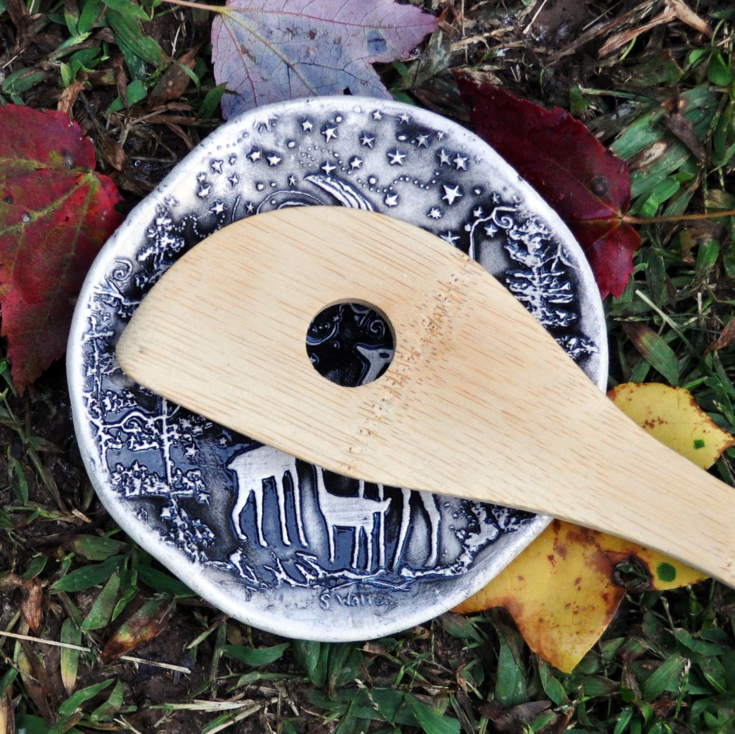 Deer family in black, spoon rest, soap dish